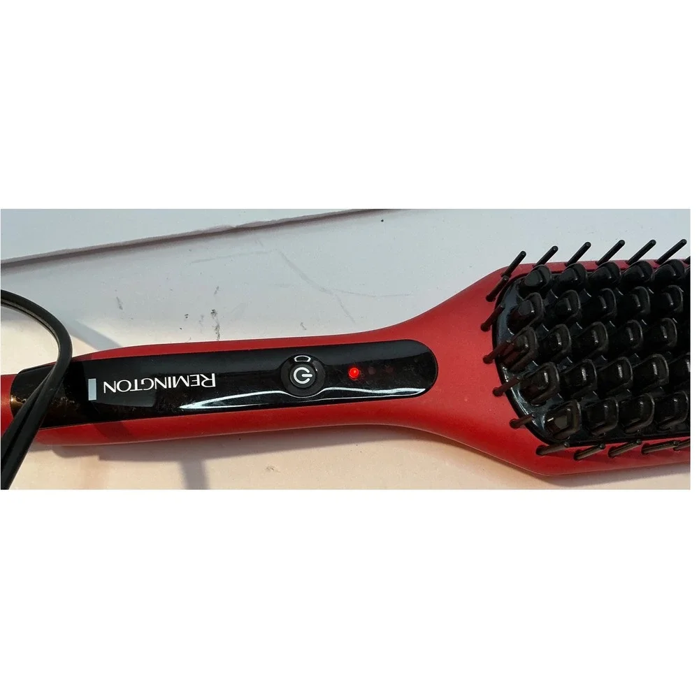 Remington Pro 2-in-1 Heated Straightening Brush Ceramic Red Black‎ Hair Tool